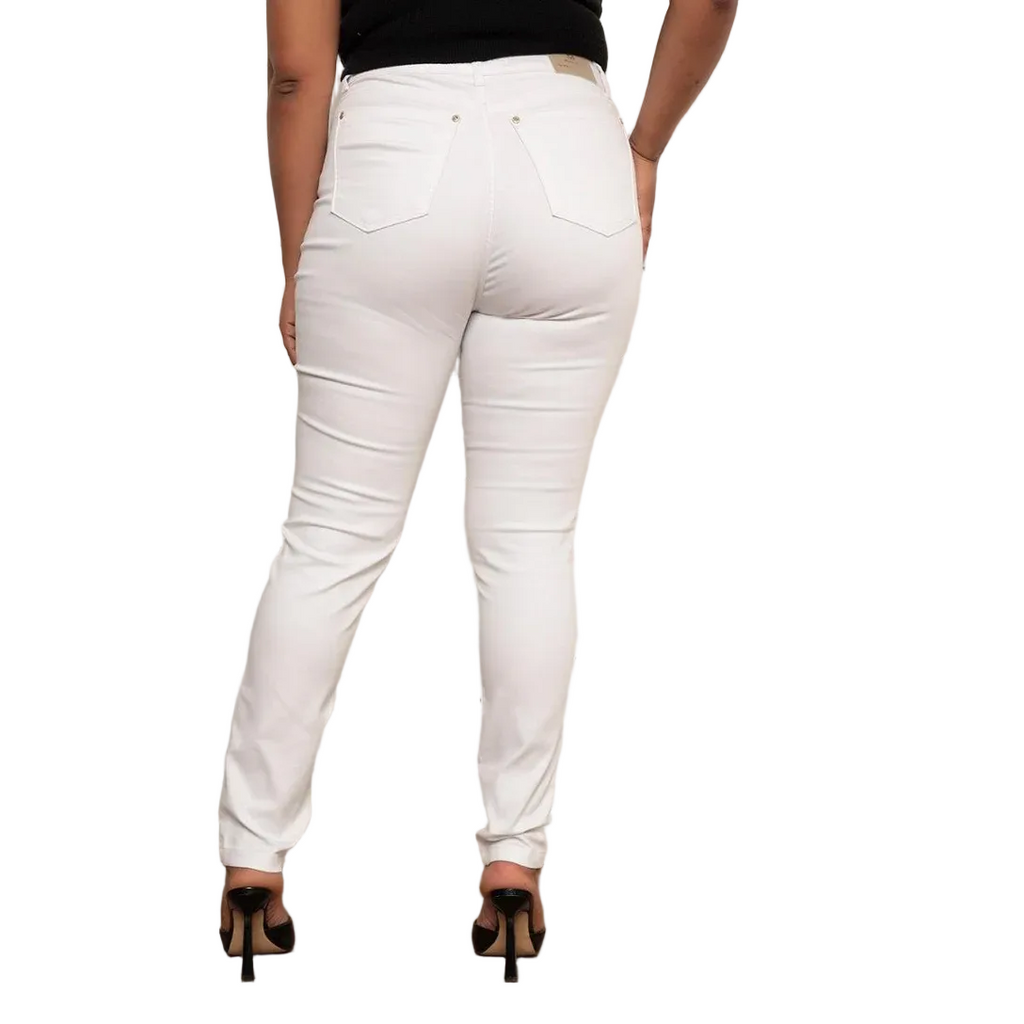Calça Feminina Jeans Skinny Plus Size Branca Premium - Branca