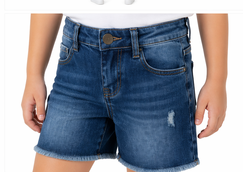 Shorts Jeans Infantil Azul Medio Menina