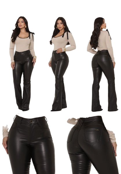Calça Flare Feminina Resinado Preto