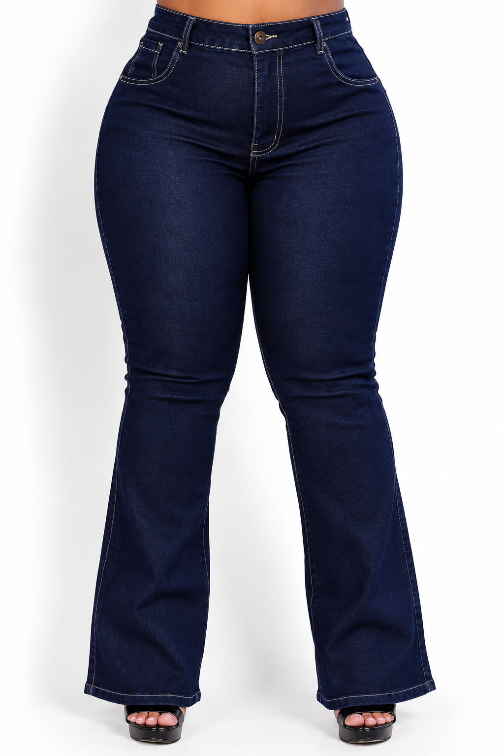 Calça Jeans Feminina Flare Plus Size Com Lycra Retrô moda