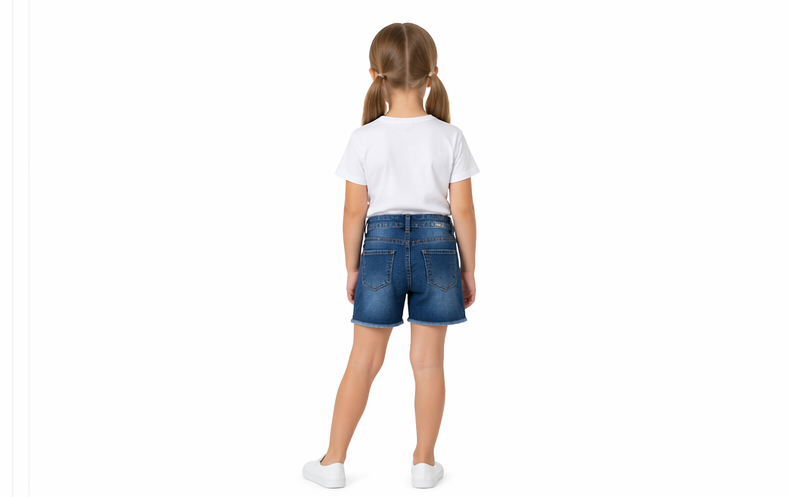 Shorts Jeans Infantil Azul Medio Menina