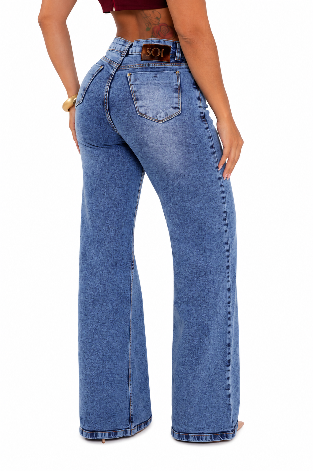Calça Jeans Wide Leg Feminina Cintura Alta Premium