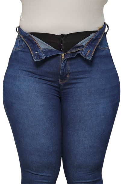Calça Jeans Cigarrete Plus Size Super Lipo Cintura Alta Modeladora Feminina com Elastano