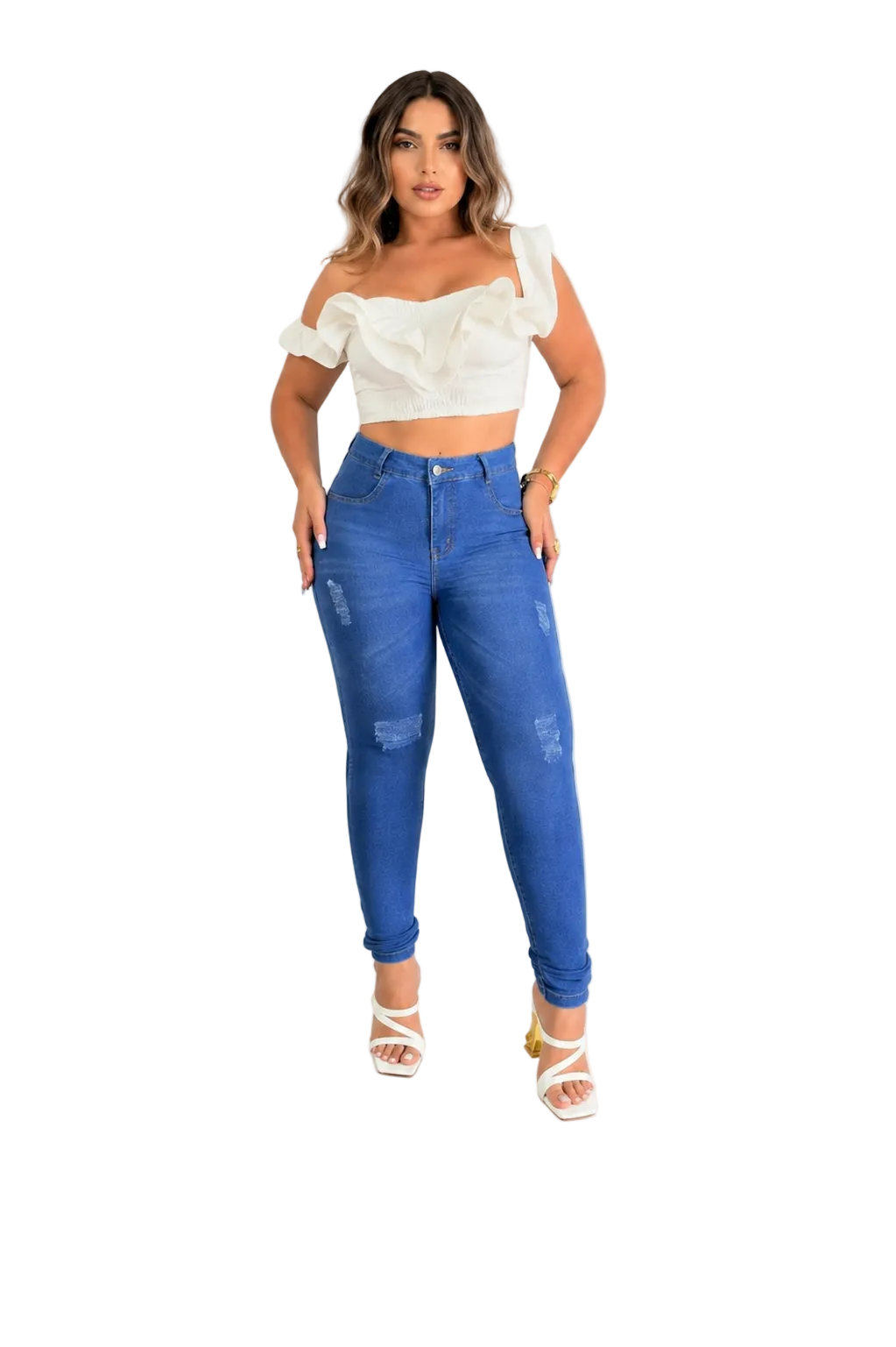 Calça Jeans Skinny Cintura Alta
