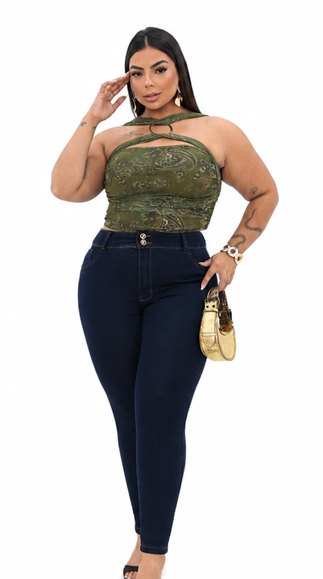 Calça Feminina Skinny Plus Size Escura
