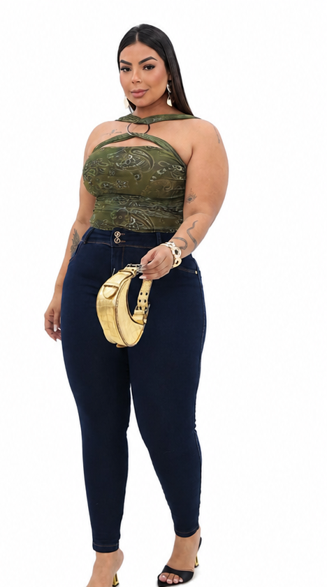 Calça Feminina Skinny Plus Size Escura