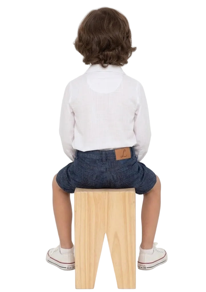 Bermuda Infantil Jeans Escuro Algodão
