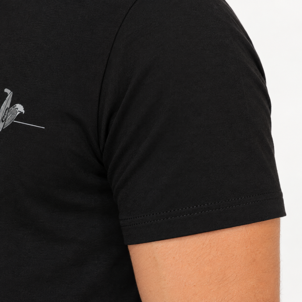 Camiseta Masculina Preta Estampada Manga Curta Casual