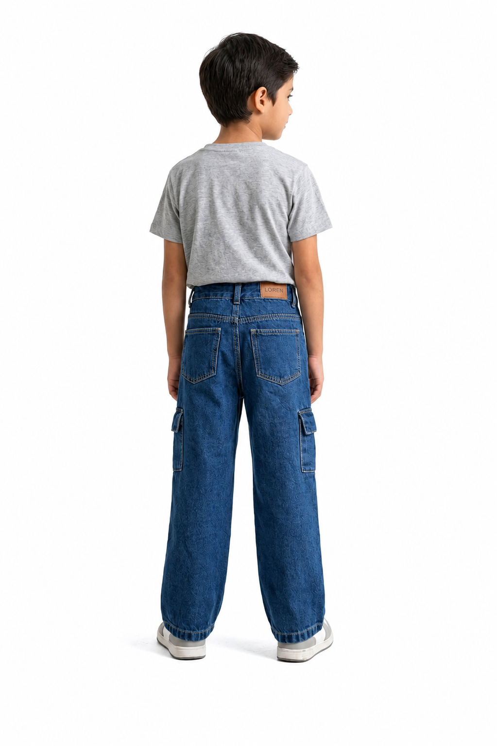 Calça Infantil Masculina Cargo Jeans Premium com Bolsos Laterais
