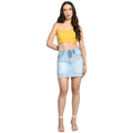 Saia Jeans Mini Feminina Destroyed Cos Alta Osten Jeans