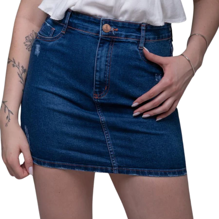 Saia Jeans Feminina com Cintura Alta Osten Jeans