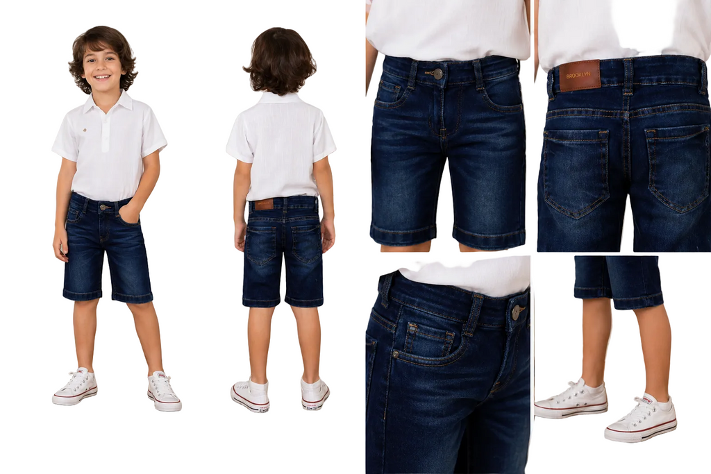 Bermuda Jeans Infanto Menino Lavagem Escura