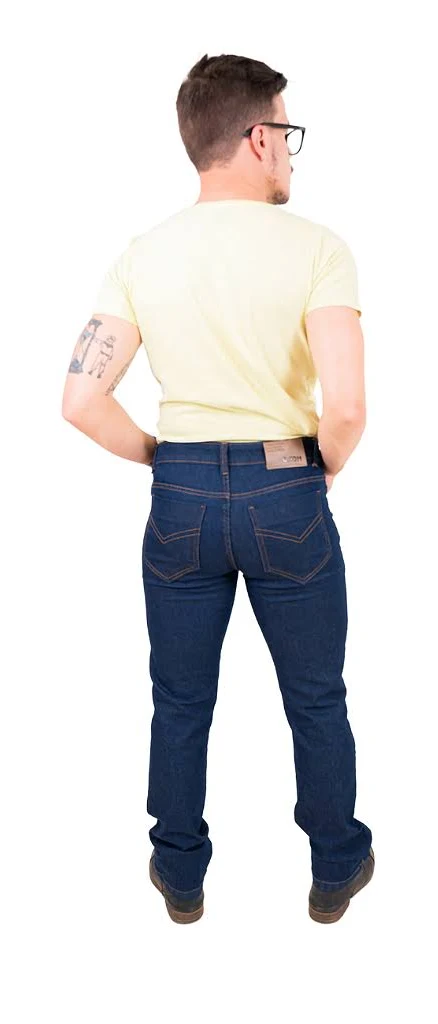 Calça Jeans Masculina Slim Fit Tradicional com Lavagem Escura e Caimento Reto