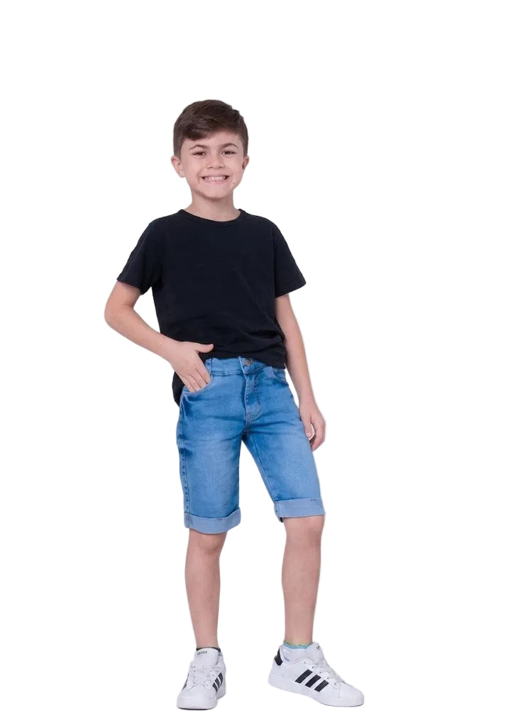 Bermuda Jeans Meninos Infanto Elastico no cós